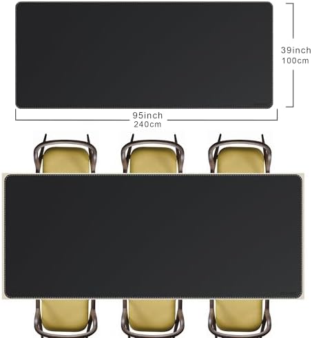 CENNBIE MAX240 94.5" x 39.4" Leather Desk Mat Protector, Extra Large Leather Desk Pad for Full Desk - XXL Super Large Mouse Pad (Black)