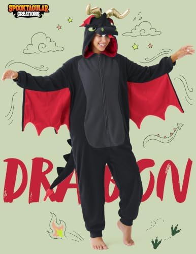 Spooktacular Creations Halloween Dalmatian Dragon Cow Costume, Animal Costume Hooded Jumpsuit for Halloween Cosplay Party