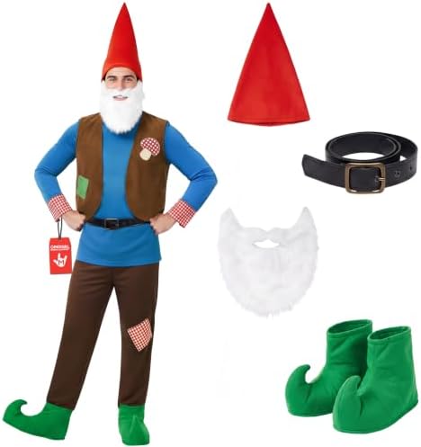 Morph Garden Gnome Costume For Adults, Halloween Costumes for Men