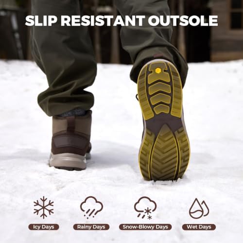 FitVille Wide Mens Snow Boots Fur Lined Winter Shoes Non Slip Lightweight