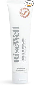 RiseWell Mineral Unflavored Toothpaste - Hydroxyapatite Flavorless Toothpaste - Made in The USA, Sensitive Teeth Whitening, No Added Fluoride, SLS-Free - Made by Dentists, 3.4 Oz (Pack of 2)