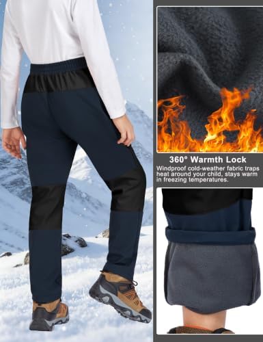 Kids Winter Pants Boys Snow Trousers Waterproof Fleece Lined