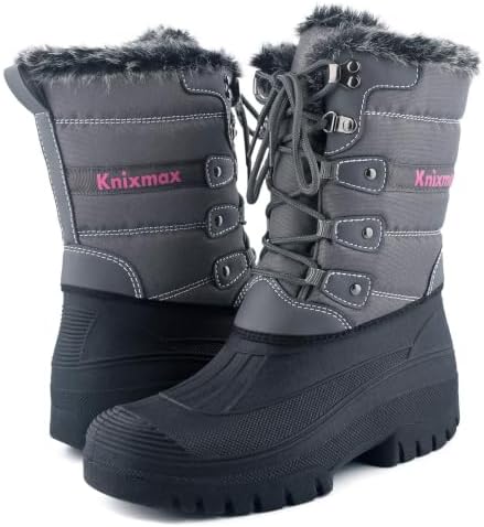 Knixmax Women's Waterproof Mid-Calf Winter Snow Boots US 6-11