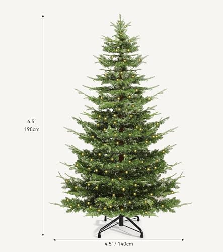 DWVO 6.5FT Prelit Iced Aspen Fir Artificial Christmas Tree with Remoter