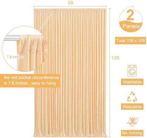 10x10 Dark Champagne Backdrop Curtain for Parties Wedding Baby Shower Wrinkle Free Photo Curtains Backdrop Drapes Fabric Decoration for Bridal Shower 5ft x 10ft,2 Panels