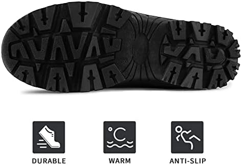 mysoft Men's Winter Snow Boots Mid Calf Waterproof Insulated Fur Lined Warm Anti-Slip Zip Boot
