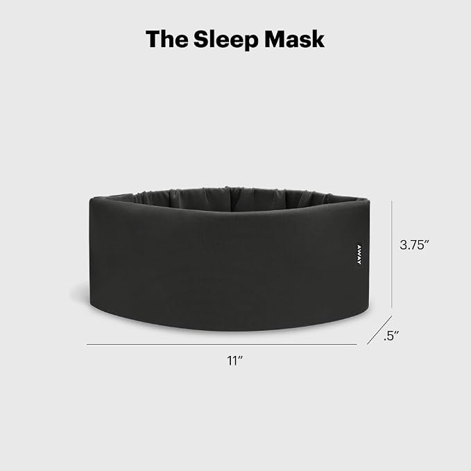 Away Sleep Mask - Premium Thermoregulating Eye Mask for Sleeping & Travel,100% Blackout, Soft, Contoured, Packable, Hidden Earplug Pocket, Jet Black