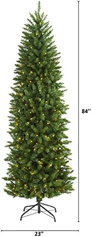 Nearly Natural 7 ft Artificial Pine Christmas Tree with Lights Room Decor