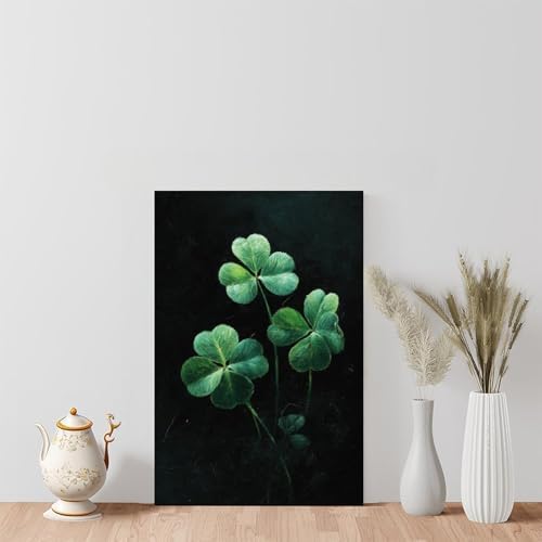 JDBeehpy St. Patrick's Day Clover Life Prosperous Green Festival Theme Painting (Unframed, Canvas Only) Canvas Wall Art Farm Scene Fashion Room Poster St. Patrick's 20x30inch(50x75cm)