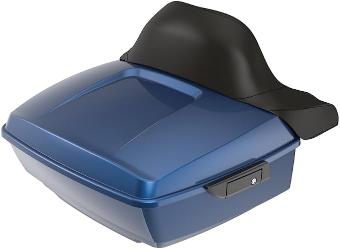 Advanblack Road Glide Tour Trunk Pack Dark Blue Pearl King Tour Trunk Pack Luggage +Wrap-Around Backrest Pad for '97-'25 Harley Touring Road King Street Glide Electra Glide CVO Models