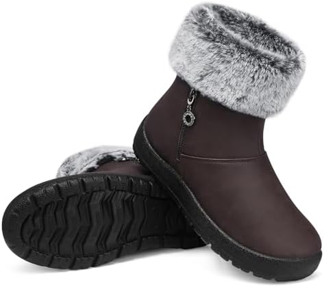 TEMOFON Women Snow Boots Waterproof: Fur Lined Warm Winter Ankle Booties