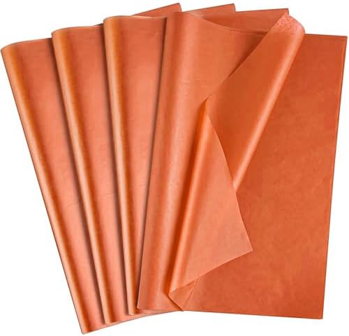 OHOME Orange Tissue Paper - 100 Sheets Fall Decorations for Home | Thanksgiving Decor for Gift Bags,Autumn Harvest Bulk Wrapping Paper for Friendsgiving Halloween Party Supplies