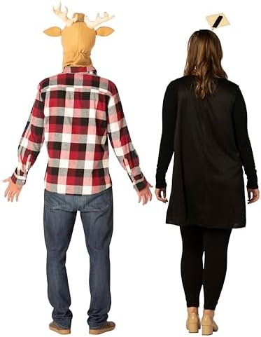 Deer in Headlights Couple Halloween Costume, Women and Men, Adult Plus Size, L-XL