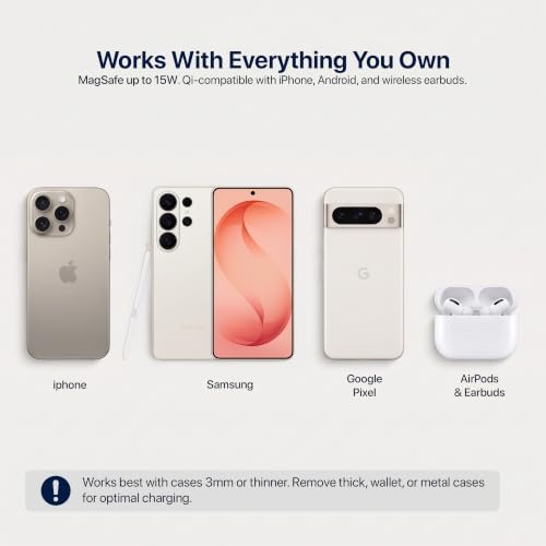 Wireless Charging Mouse Pad & Desk Mat with Detachable MagSafe-Compatible Qi Charger – Charges Phone + Earbuds, XL Vegan Leather Office Desk Pad with Hidden Storage, 30.7" x 14.6"