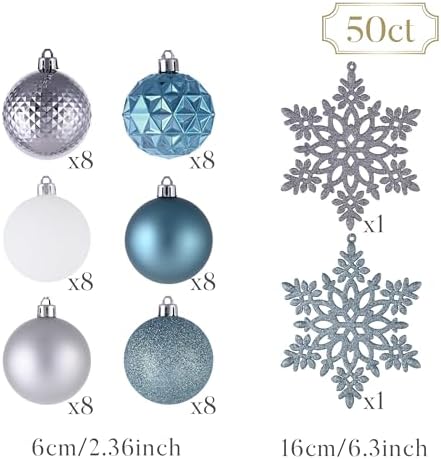 Valery Madelyn 50ct Christmas Tree Decorations Ball Ornaments 2.36 Inches