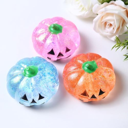 Halloween Decor Squeeze Fidget Toys Ghost Pumpkin Stress Halloween Squishy Toys Pumpkin Skeleton Shape Stress Relief(Blue)