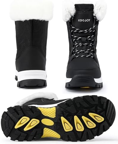 COOJOY Womens Waterproof Winter Snow Boots Warm Shoes Furry Mid Calf Lightweight Walking Hiking Booties