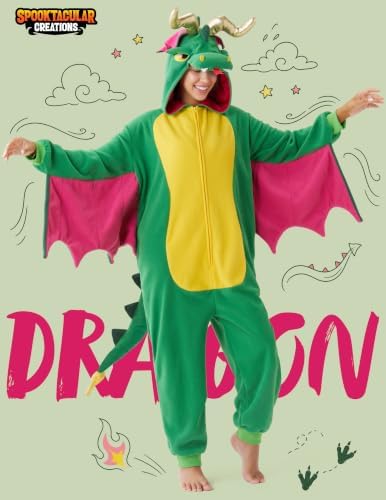Spooktacular Creations Halloween Dalmatian Dragon Cow Costume, Animal Costume Hooded Jumpsuit for Halloween Cosplay Party