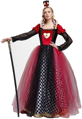 Queen of Hearts Costume Women Halloween Costume Woman 2026 Alice in Wonderland Outfits Fancy Cosplay Dress for Adult