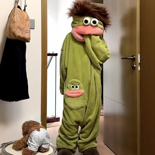 Unisex Funny Big Mouth Monster Plush Hooded Onesie Sleepwear