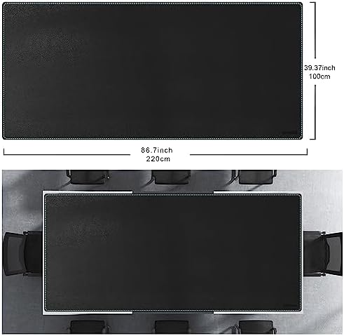 CENNBIE MAX220 86.6" x 39.4" Leather Desk Mat Protector, Extra Large Leather Desk Pad for Full Desk - XXL Super Large Mouse Pad (Black)