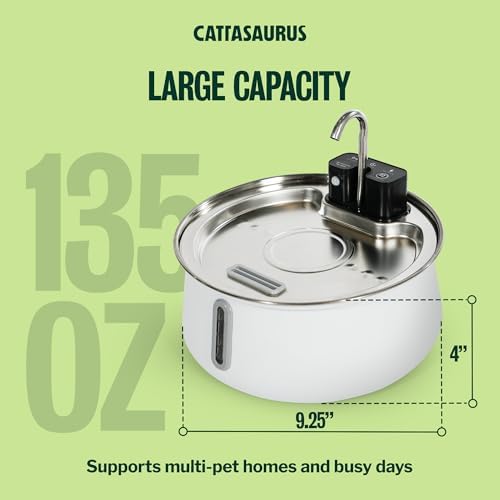 Cattasaurus Monthly Filter Refills, Patent-Pending 6-Layer Filtration System for Wireless Stainless Steel Cat Water Fountain with Filtration, Automatic Water Dispenser for Cats (White, 30-Day Supply)