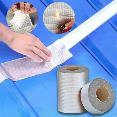 Waterproof Tape Butyl Tape Aluminum Foil Tape Butyl Tape Roof Leakproof god kvalitet Tape Aluminium Foil Adhesive Tape Crack Repair Anti-Leakage Pipes Walls Leak Sticker Super Nano Tapes(5cm X 3 Meter