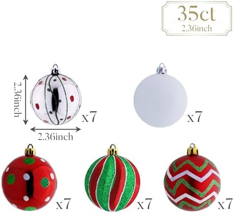 Valery Madelyn 35ct Christmas Ball Ornaments Tree Decorations 2.36 Inch