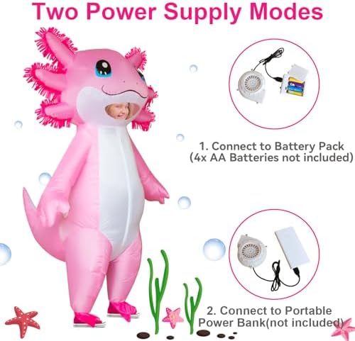 Stegosaurus Inflatable Axolotl Costume for Kids Halloween Kid Blow Up Costume Deluxe Pink Costumes for Girls Boys Cosplay Party
