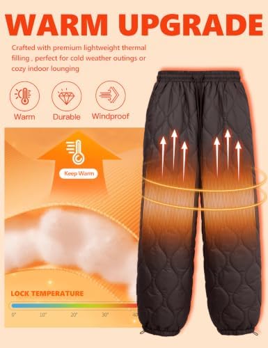 Flygo Womens Winter Pants Warm Quilted Puffy Lightweight Snow Pants