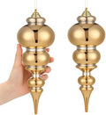 Soulchen 2 Pcs 12" Large Christmas Finial Drop Ornaments, Shiny, Gold