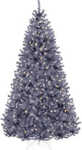 Best Choice Products 7.5ft Pre-Lit Charcoal Gray Christmas Tree, Full Artificial Holiday Decoration w/ 1,350 Branch Tips, 550 Lights, Foldable Base