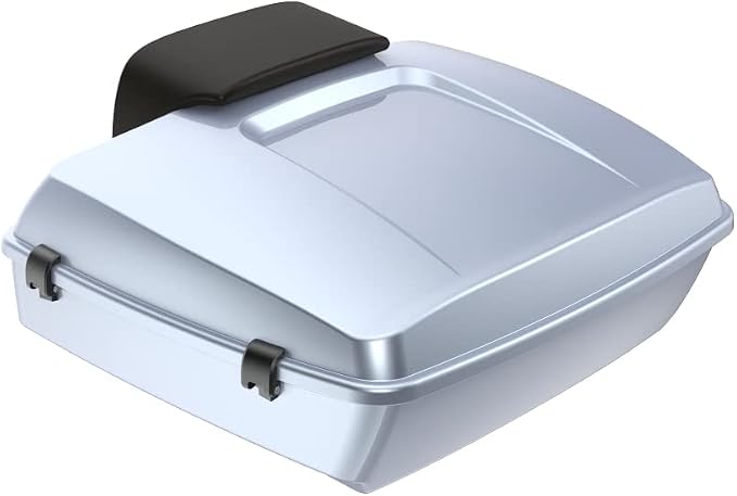 Advanblack Road Glide Tour Trunk Pack Atlas Silver Metallic Chopped Tour Trunk Pack Backrest Pad for '97-'25 Harley Touring Road King Street Glide Electra Glide CVO models