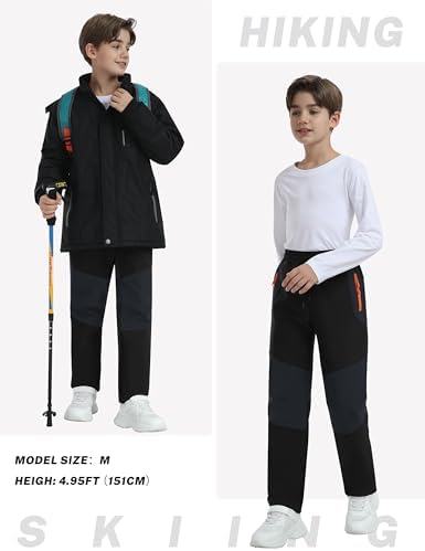MoFiz Boys Snow Ski Pants Fleece Waterproof Winter Outdoor Hiking Pants