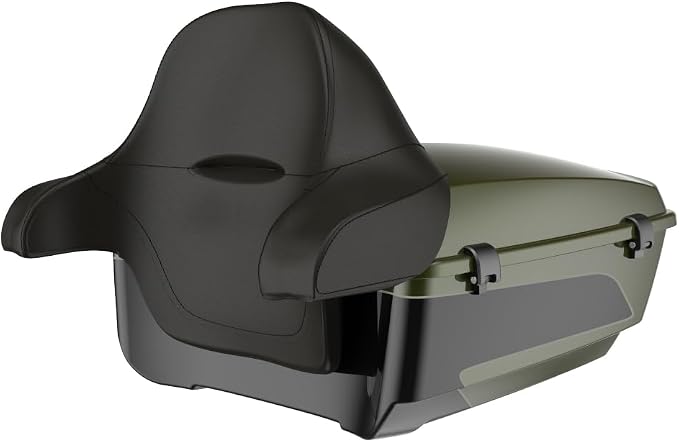 Advanblack 2026 Road Glide Olive Steel Metallic/Vivid Black King Tour Trunk Pack+Wrap-Around Backrest Pad Fits For Harley Touring CVO Road King Street Glide Electra Glide Ultra Limited 1997-2026