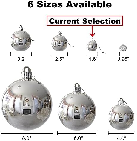 Silver 1.6" Small Christmas Balls Christmas Tree Decoration Ornaments Shatterproof Hanging Balls for Birthday Halloween Holiday Wedding Decorations Set of 36pcs