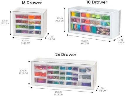 IRIS USA 16-Drawer Small Drawer Organizer, Craft Desk Storage, White