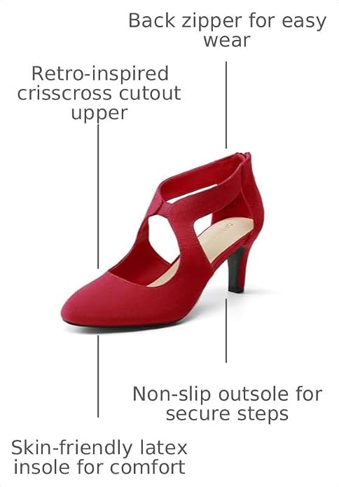 DREAM PAIRS Women's Pumps Closed Pointed Toe Kitten Heels | Elegant Party Dress Shoes with Chic Crisscross Cutouts, 2.76 Inch Heel, and Back Zip for Polished, All-day Secure Strides