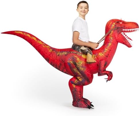 Spooktacular Creations Inflatable Dinosaur Costume Kids, Blow up Ride on Raptor Suit Boys Girls for Halloween Cosplay Party
