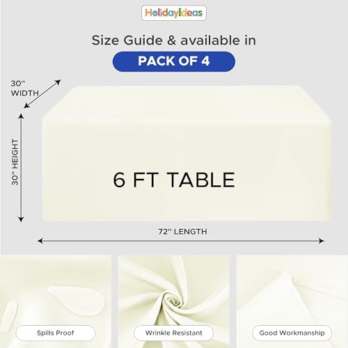 HolidayIdeas 4-Pack 6ft Beige Rectangle Craft Shows Fitted Tablecloth