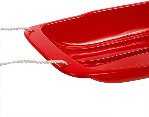 Lucky Bums Kids 48 Inch Single Person Plastic Snow Toboggan Sled for All Winter Conditions with Pull Rope for Children Ages 8 to 15, Red