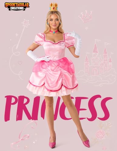 Spooktacular Creations Adult Halloween Fairy Princess Pink Dress Short Gown with accessories for Theme Parties