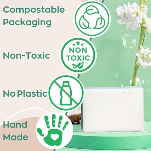 Green Llama Natural Dish Soap Bars - 4-Pack, Coconut Oil-Based, Fragrance-Free, Biodegradable Kitchen Soap | Eco-Friendly, Non-Toxic, Handmade Solid Dishwashing & Dishwasher Cleaner