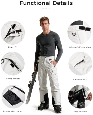 wantdo Men's Snow Pants Warm Winter Ski Bibs Outdoor Snowboard Overalls