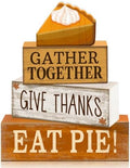 Moucuny 4 Pcs Fall Coffee Table Decor Wooden Pie Topper Thanksgiving