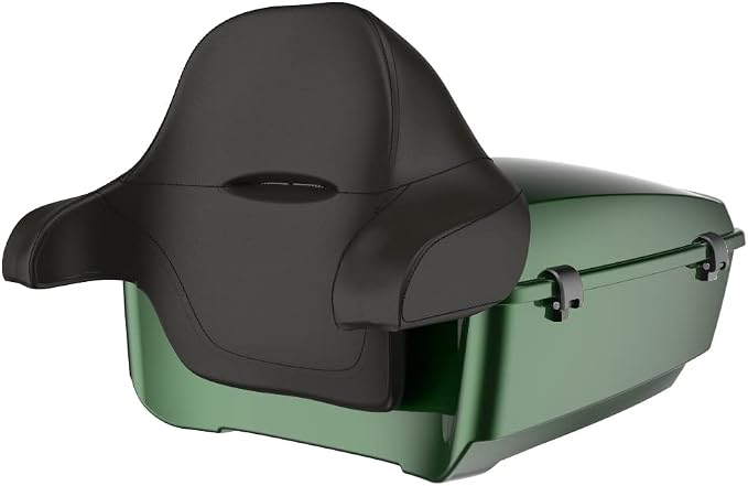 Advanblack Road Glide Tour Trunk Pack Kinetic Green King Tour Trunk Pack Luggage +Wrap-Around Backrest Pad for '97-'25 Harley Touring Road King Street Glide Electra Glide CVO Models