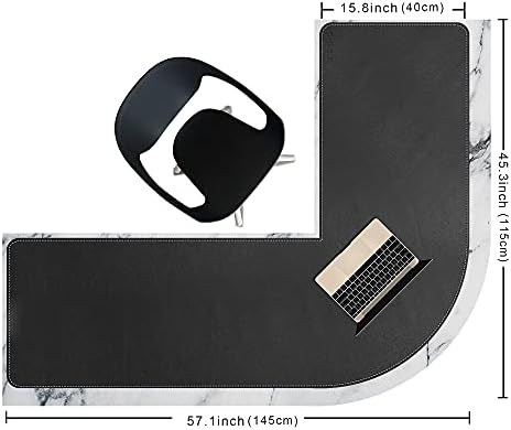 Chihein L-Shaped Desk Pad (45.3”+ 57.1”) x 15.7” Black/Gray