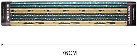 WRAPAHOLIC 30 Inch Green Christmas Wrapping Paper Roll - Jumbo Roll Green and Gold Holiday Design with Metallic Foil Shine - 4 Rolls - 30 Inch x 120 Inch Per Roll