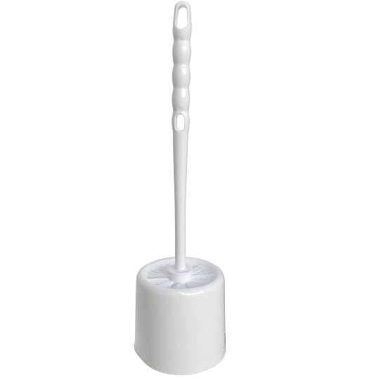 SPARTA 16-Inch Bowl Brush with Caddy, Toilet Bowl Cleaning Brush with Polypropylene Bristles and Storage Holder, White