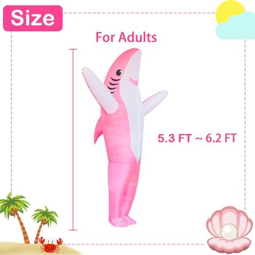Poptrend Adults Inflatable Halloween Costumes Blow Up Shark Costume for Halloween, Birthday Gift Cos Play Party